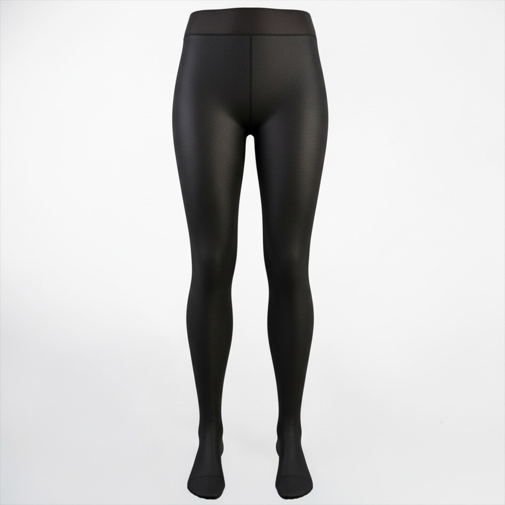 Black‎ Fleece Lined Tights High Waisted Thermal Footed Leggings S/M DDK-324